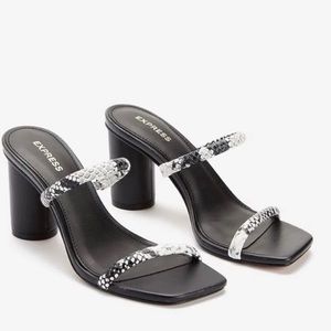 COPY - Express Block sandals heels snake print size 8 shoes boots